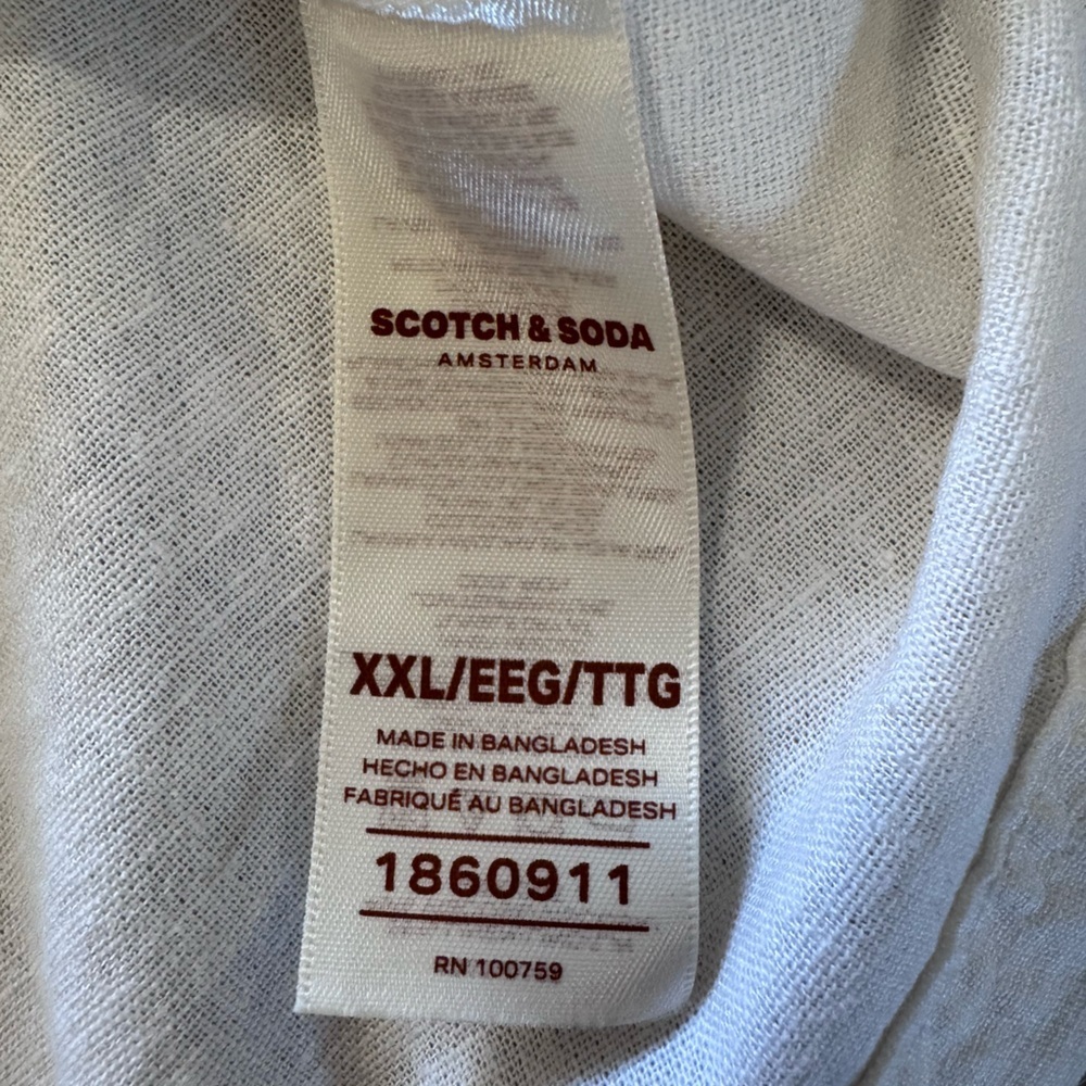 Scotch & Soda Shirt Linen Blend Sz XXL Short Sleeve Woven Off White Vacation - Picture 12 of 14